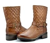 DREAM PAIRS Women's Fashion Fur Lining Mid-Calf Lady Riding Boots