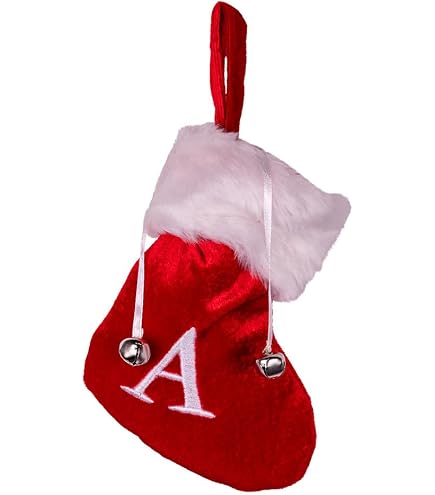 Kurt Adler 7 Red/White Monogram E Mini Stocking