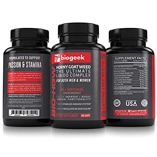 BIOGEEK Premium Horny Goat Weed Improves Your Libido, Immune System and Cardiovascular Health and Helps Regulates Blood Sugar for Men and Women Made in The USA