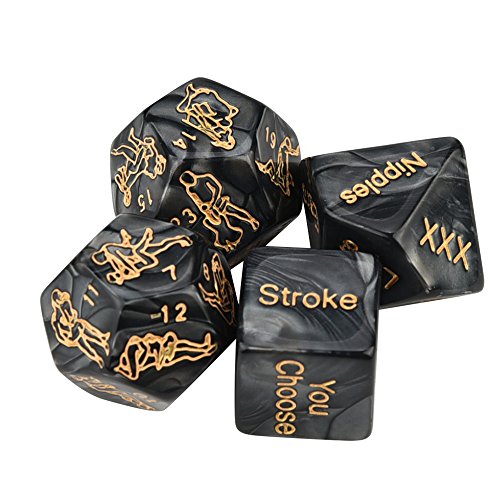 Auwer Funny Adult Posture Game Romance Beautiful Erotic Craps Dice Pipe Sex Toys for Women Men Couple (4 Pack Black)