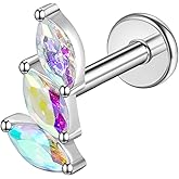 TOMIDES G23 Titanium Flat Back Earrings Studs 16g F136 Implant Grade Titanium Labrets Press Fit Threadless Push In Dainty Cartilage Helix Conch Lobe Lip Tragus Piercing Jewelry