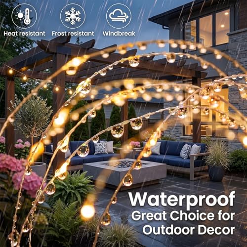 yowin Firework Solar Lights Outdoor Garden 4 Pack 120 LED Solar Garden Lights, 8 Modes Starburst Light Waterproof Copper Wire Dandelion Outdoor Stake Light for Pathway Patio Yard Lawn - Warm White