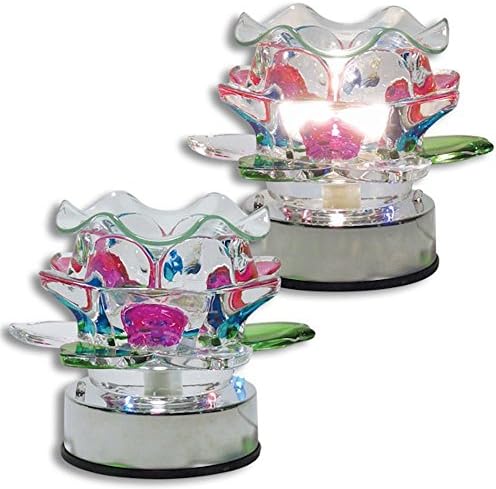 Candle Electric Burner Glass Flower Wax Tart Warmer Color Changing Home Decor