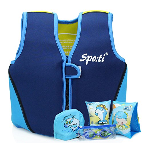 Kids Swim Vest Jacket Buoyancy Aid - (2018 New Design) Baby Swimming Vest Float Suit, For Child Age 5-6 Years Swimming Beginner, Including Swimming cap, swimming goggles, Swimming Armbands