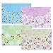 Hysagtek 8 Pcs Floral Printed A4 Size Paper Document File Folder Pouch Organizer Envelopes Business Briefcase Storage Holder With Snap Button Closure,4 Colors