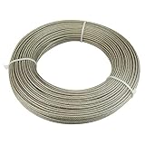 Muzata Wire Rope Crystal Vinyl Coated Galvanized Steel 1/8" Aircraft Cable 65 Feet for Railing Decking Stair Balustrade DIY,7x7 Strand WR12,Series WP1 WC1