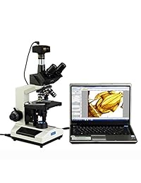 OMAX 40X 2500X microscopio LED trinocular de laboratorio digital tamaño grande, con cámara digital USB de 14MP y nivel mecánico 3D