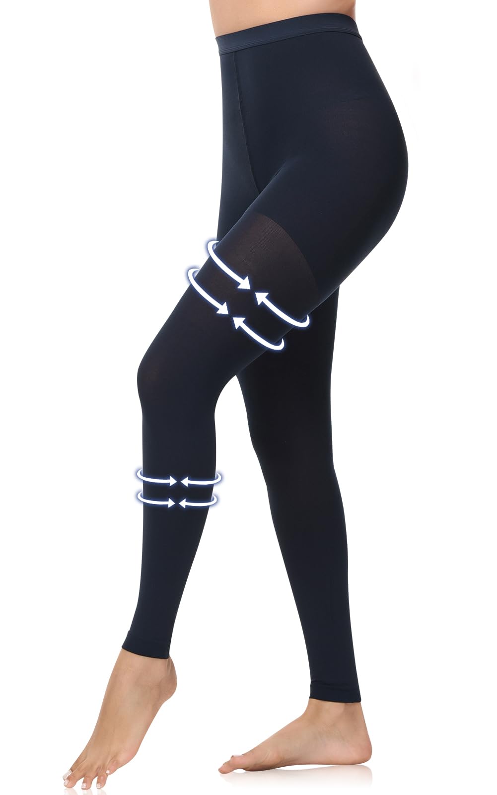 Beister Medical Compression Pantyhose for Women & Men, 20-30mmHg Graduated Support Tights, Opaque Footless Waist High Compression Stockings for Varicose Veins, Edema, Flight