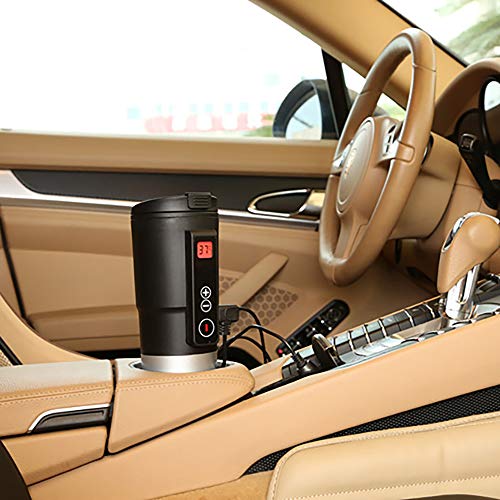 Puncia 12V Electric Smart Car Travel Coffee Mug On the Go with Temp Display and Control (Black) - Thumbnail 5