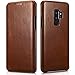 Samsung Galaxy S9 Plus Leather Case - Best Curved Edge Design Real Cowhide Leather - Side Open Flip Case with Hidden Magnetic Snap - Effective Full Cover Protection for Samsung Galaxy S 9 Plus Brown