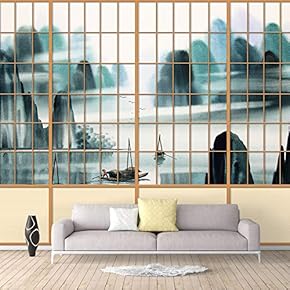 Wall Murals for Bedroom Japanese Grid Windows Removable Wallpaper Peel and Stick Wall Stickers - 66x96 inches