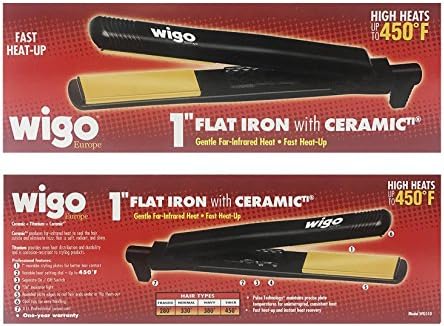 Wigo Europe Professional 1" Flat Iron with Ceramic TI 450 Gentle Far-Infrared Heat