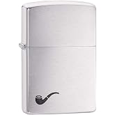 Zippo Unisex-Adult Pipe Lighter, Brushed Chrome Black Pipe, One Size | Ideal gift for Birthdays, Father's Day, Christmas, Valentine's Day, Weddings, Graduations, Groom Usher Office Events