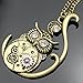 Q&Q Fashion Gold Plated Vintage Ornate 3D Owl Moon Watch Clock Hand Gear Cog Steampunk Chain Fancy Dress Necklace