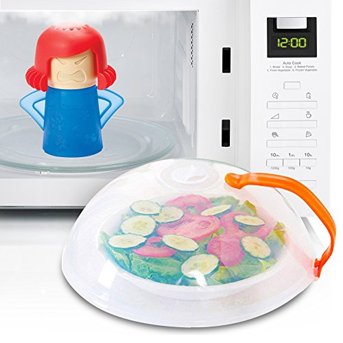 Eutuxia Microwave Cleaner + Cover Bundle. Perfect for Covering Plates, Bowls, and Cups to Prevent Food & Liquid Splatters While Microwaving. Angry Mama Steam Cleans & Disinfects with Vinegar & Water. - Thumbnail 6