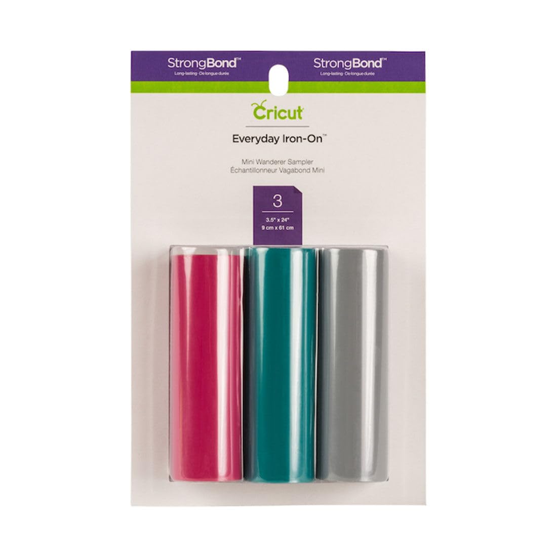 Cricut Mini Everyday Iron-On Vinyl 3.7"X24" 3/Pkg-Wanderer, Multi, 2006233