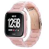 V-MORO Compatible Fitbit Versa/Versa 2/Versa Lite Band Women- Resin Versa Wristbands Replacement Bracelet Strap Metal Stainless Steel Rose Gold Buckle for Fitbit Versa Smartwatch - Pink-Tone