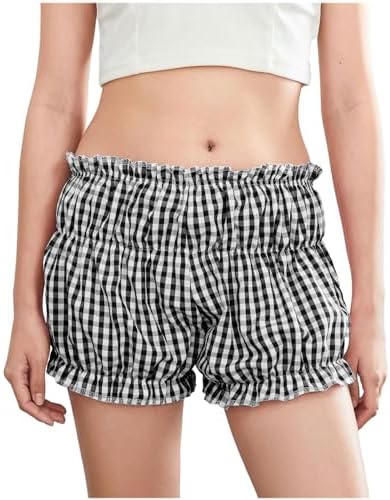 RoseSeek Women's Y2K Plaid Shorts Drop Waist Tiered Layer Mini
