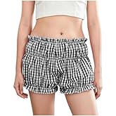 POHADON Women's Plaid Layered Ruffle Shorts Cute Lolita Shorts Mini Casual Pajama Shorts Y2k Gingham Boxer Lounge Shorts