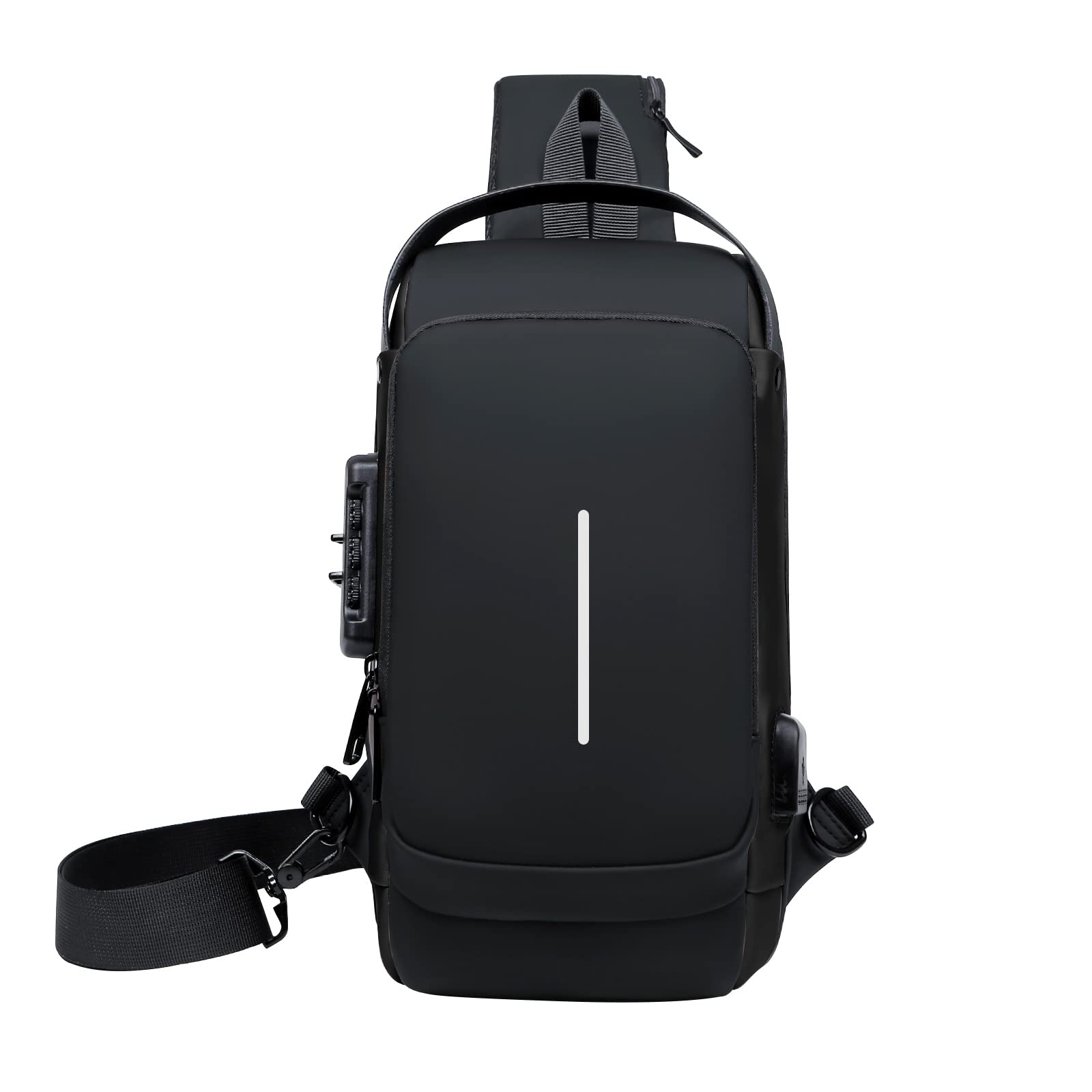 Aucuu Usb Rechargeable Sports Backpack Password Bag Anti-theft Waterproof Messenger Bag, Men's And Women's Business Leisure Motorcycle Bag Mountaineering Sports Shoulder Bags (Black)