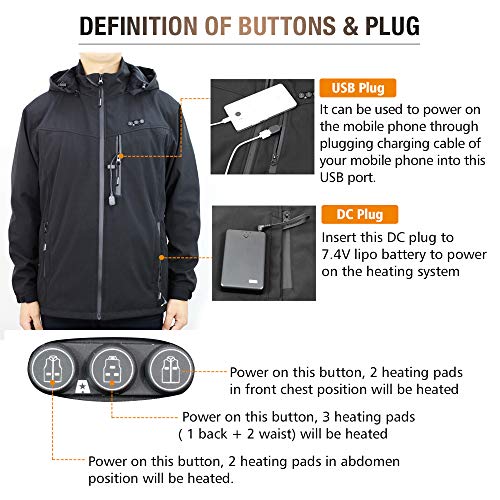 ARRIS Heated Jacket for Men, Electric Warm Heating Coat with 7.4V