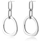 CoBi Dangle Hoop Earrings for Women, Paperclip Earrings 18K Gold & Silver Plated 5mm Hypoallergenic Chain Link Drop Dangle Hoops Trendy | Statement Earrings | Jewelry Gifts