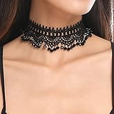 Missgrace Boho Punk Vintage Black Shiny Crystal Beads Choker Necklace for Women Chunky Short Multilayer Necklace Black Chain Necklace Jewelry for Women