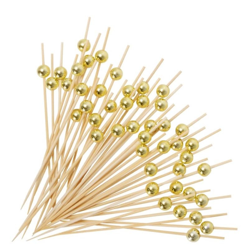 Photo 1 of 100 PCS Cocktail Picks Toothpicks for Drinks, Desserts, Charcuterie, Wedding Party Fancy ToothpicksCrafts Holiday Party Supplies (Gold Pearl)