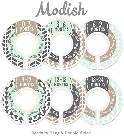 Baby Clothes Size Dividers, Baby Closet Organizers, Closet Size Dividers, Baby Closet Organizers, Clothes Organizer, Neutral, Boy, Girl, Woodland, Arrows, Nordic, Boho, Tan, Mint (Baby)
