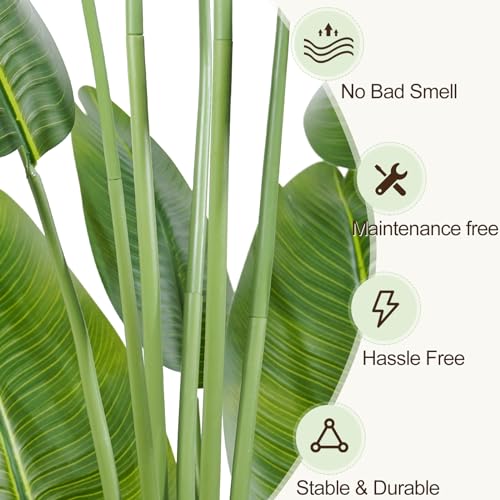 Keeplush Artificial Plant Bird of Paradise 180 cm High Indoor Artificial Plant with 13 Leaves, Large Outdoor Artificial Tree for Indoor Home Living Room Office Bedrooms Garden Verandas (2Pack)