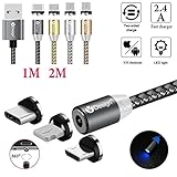 UGI 3 in 1 Magnetic Cable Micro USB Type C [6.6FT/2.4A] Fast Charging Android USB C Cord for i-Product Phone X Xs Max XR 8 7 8 Plus 6 6s se 5s LG HTC Note 9 Samsung Galaxy S4 S5 S6 S7 S8 S9 Plus Edge