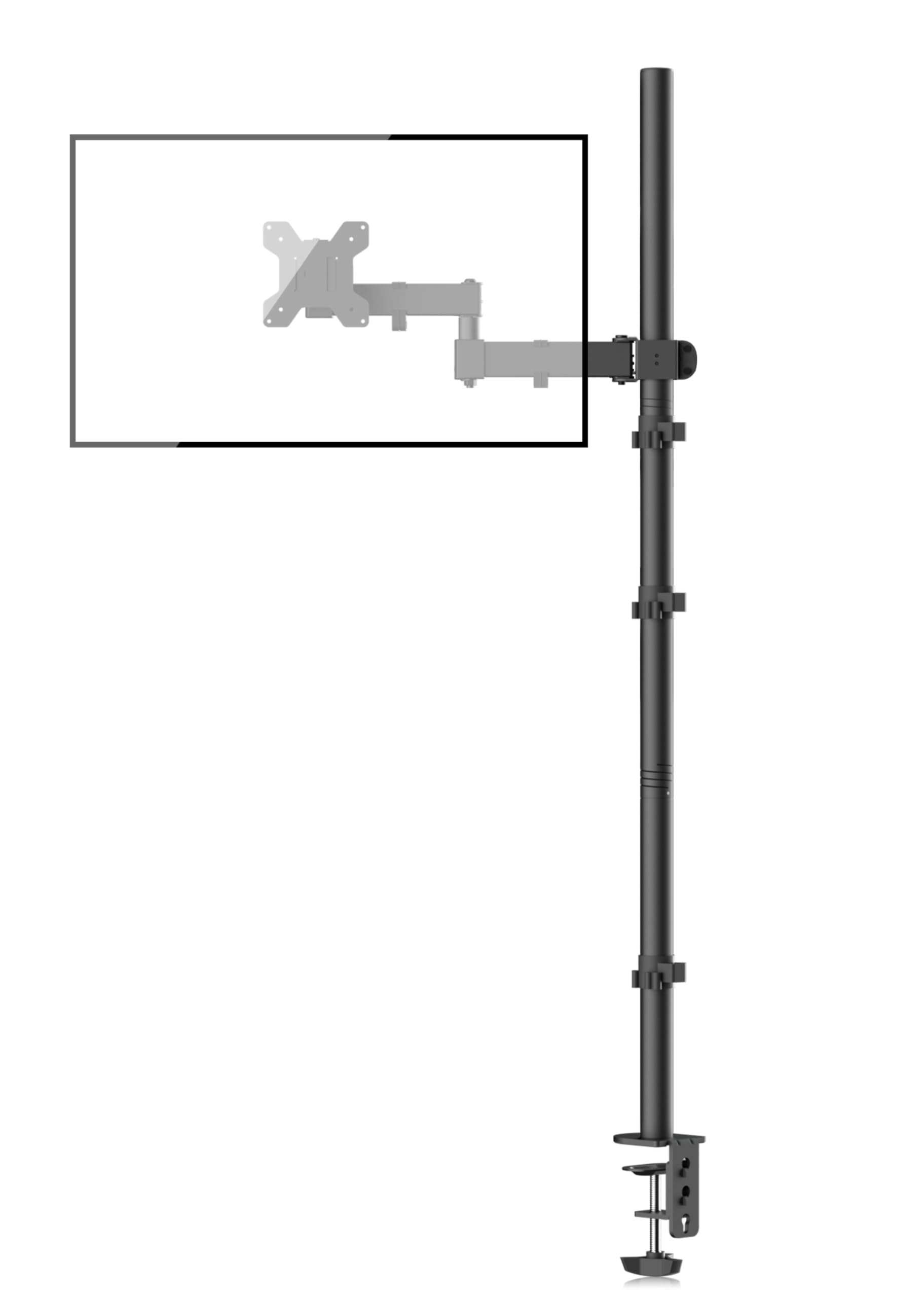 Bracwiser Monitor Mount 47" Pole Single Fully Adjustable Arm Fits One Screen 13-32 inch 22lbs for Monitor Computer Screen 13 15 17 19 20 22 23 24 26 27 30 32 inch VESA 75 100 (MD71221)