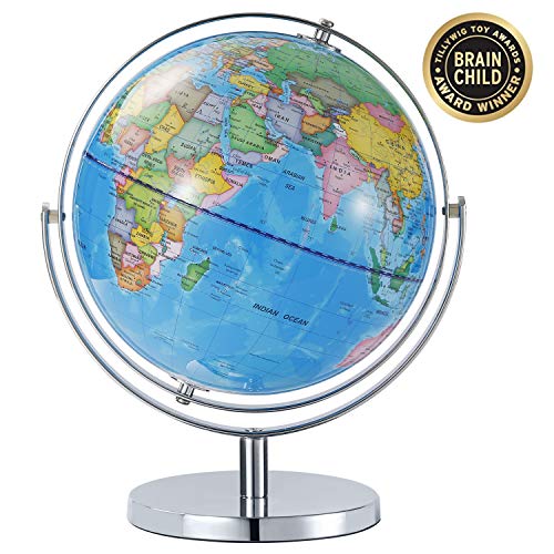 Desktop World Globes 720°Rotation - Educational World Globe with Stand Adults Geographic Gobles Discovery World Globe Educational Toy for Kids - Geography Learning Toy