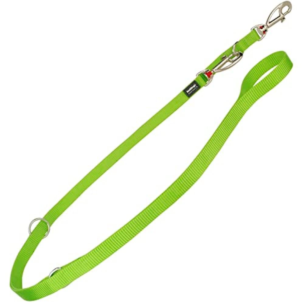 Red Dingo 6-in-1 Multipurpose Hands-free Dog Lead, Plain, Lime Green, Small (15mm x 1.1m-1.7m)