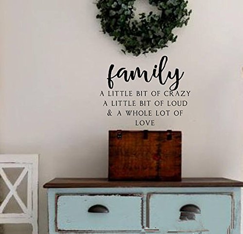 pioku Vinyl Decals Letters Wall Quotes Family A Little Bit Of Crazy A Whole Lot Of Love Family Quotes Friends And Laughter For Bedroom Living Home Family