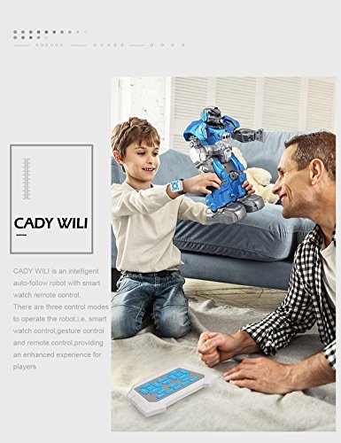 Jeeke Intelligent Robot, Remote Controller Or Smart Watch Control Auto-follow Dancing Toys for 8+ Year Old Boys with LED Flashing Lights (Blue, 10.8x7.87x3.74inch) - Thumbnail 3