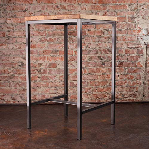 Original BestLoft® Bartisch Massive edle Eiche Industriedesign Loft Handmade (1 Set: 66er Tisch + 2 Hocker, Eiche Natur) – Bild 4