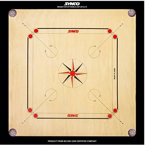 Protoner Synco Carrom Board with Coins, Striker and Powder, 32-inch