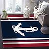 Advancey Indoor High-Low Area Rug 2'x3'Nautical Navy Blue Anchor with Red White Stripe Throw Rugs Runner for Entryway,Bedroom,Living Room
