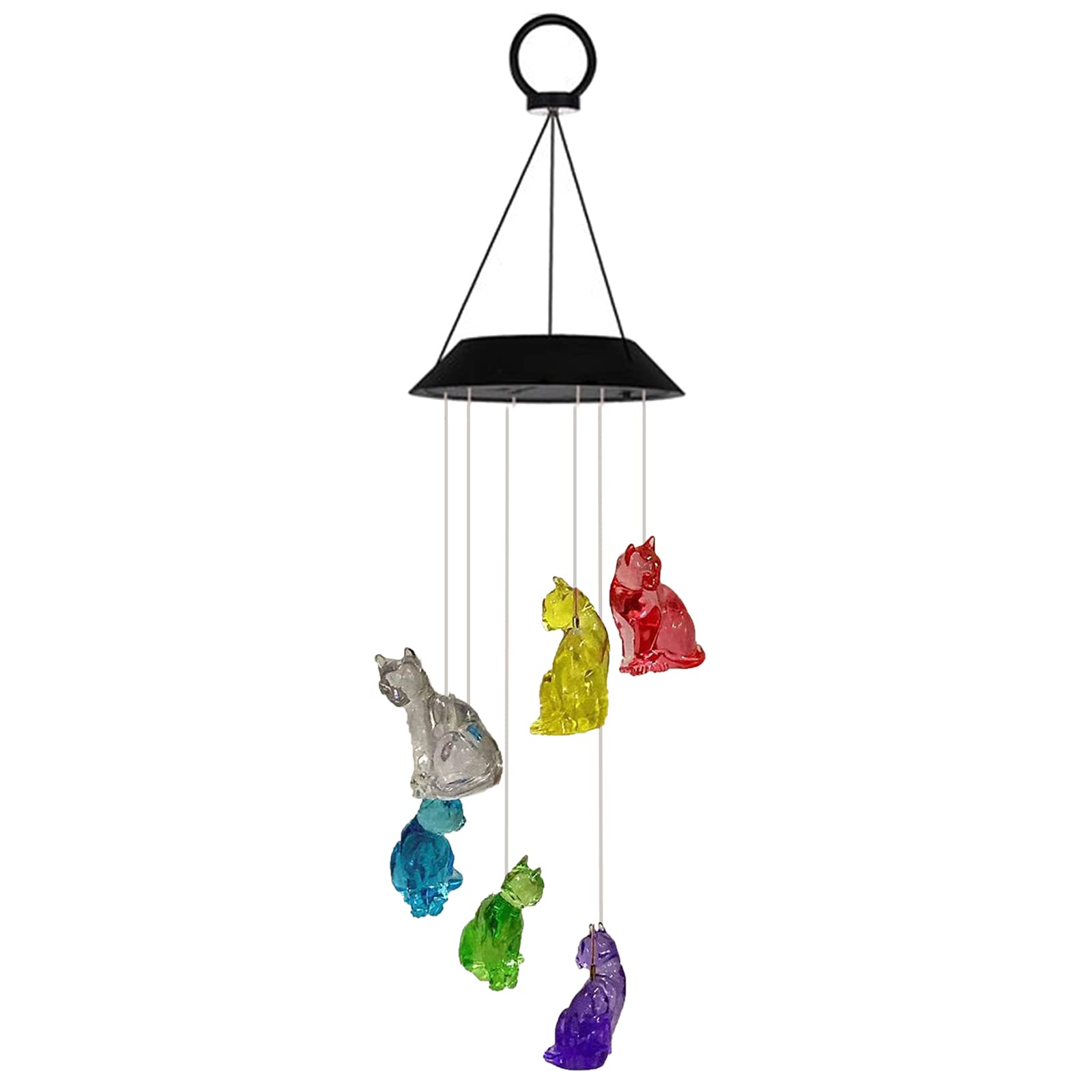 Solar Cat Wind Chimes LED - Waterproof Solar Powered Garden Wind Chimes for Patio, Yard, Indoor/Outdoor Home Decoration