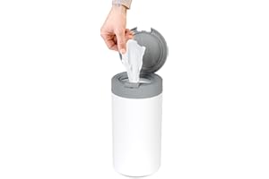INEVIBE Disinfecting Wipes Dispenser - Push Button Decorative Holder for Standard Cleaning Wipes Container, Use in Kitchen Countertop, Bathroom, Classroom (White)