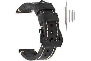 EACHE Leather Watch Bands for Men,Vintage Crazy Horse Leather & Vegetable Tanned Leather & Oil Waxed Thick Leather Watch Bands 20mm 22mm 24mm 26mm