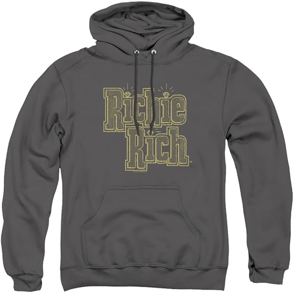 Richie Rich Men's Black Pullover Hoodie - 5X-Large Cream Logo, Officially Licensed