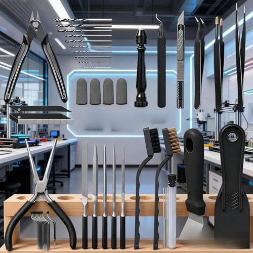 3D Printer Tools, 3D Printing Cleaning Brush 3D Printing Tools for Bambu Lab Tool Deburring Tool: Wire Cutter, Drill, Scraper for Remove, Smoothing, Finishing, Deburring, Craving, Drilling-62Pcs