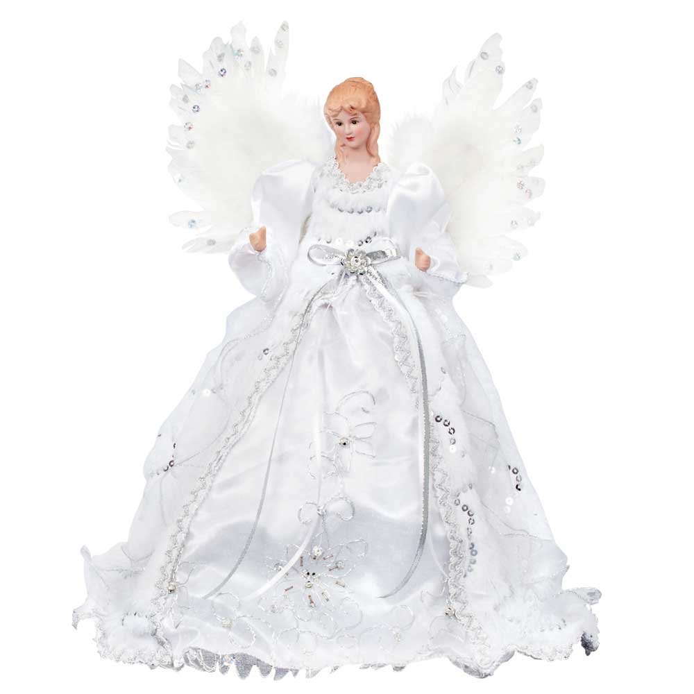 Premier Decorations Silver Christmas Tree Top Angel 40 Centimetre with Feather Wings