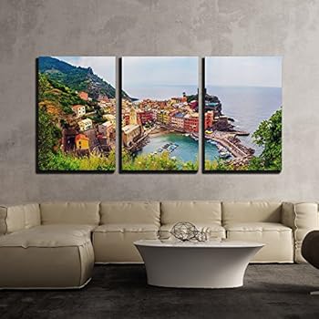 wall26 - Vernazza in Cinque Terre Italy - Canvas Art Wall Decor-16 x24 x3 Panels