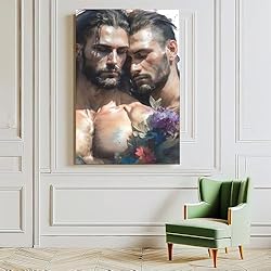HMLZSJ Nude Muscle Male Torso Portrait Art Gay