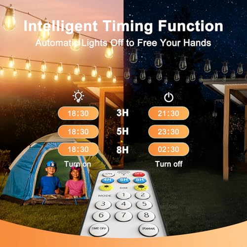 Quntis 16M Guirnalda Luces Exterior Solar & USB-C, 16 LEDs Bombillas Cadena Solares Exterior con Control Remoto, Impermeable IP65 Luz Solares Decorativas para Jardín, Terraza, Patio, Boda, Navidad