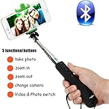 Acctrend Selfie Stick Sf-01 Wireless Selfie Stick Selfie Sticks Best Selfie Stick Bluetooth Selfie Stick Quick Snap Monopod Selfie Stick for IOS and Android 5 Buttons Full Function