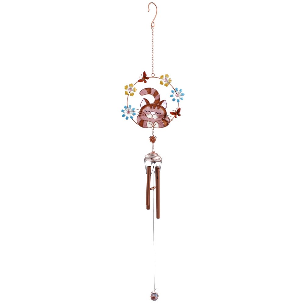 Vibrant Multicolor Glass Cat Windchime - 82cm x 16cm (1 Pc.) - Enchanting Accessory, Premium Quality Materials - Unique Gift - Ideal Home & Office Decor